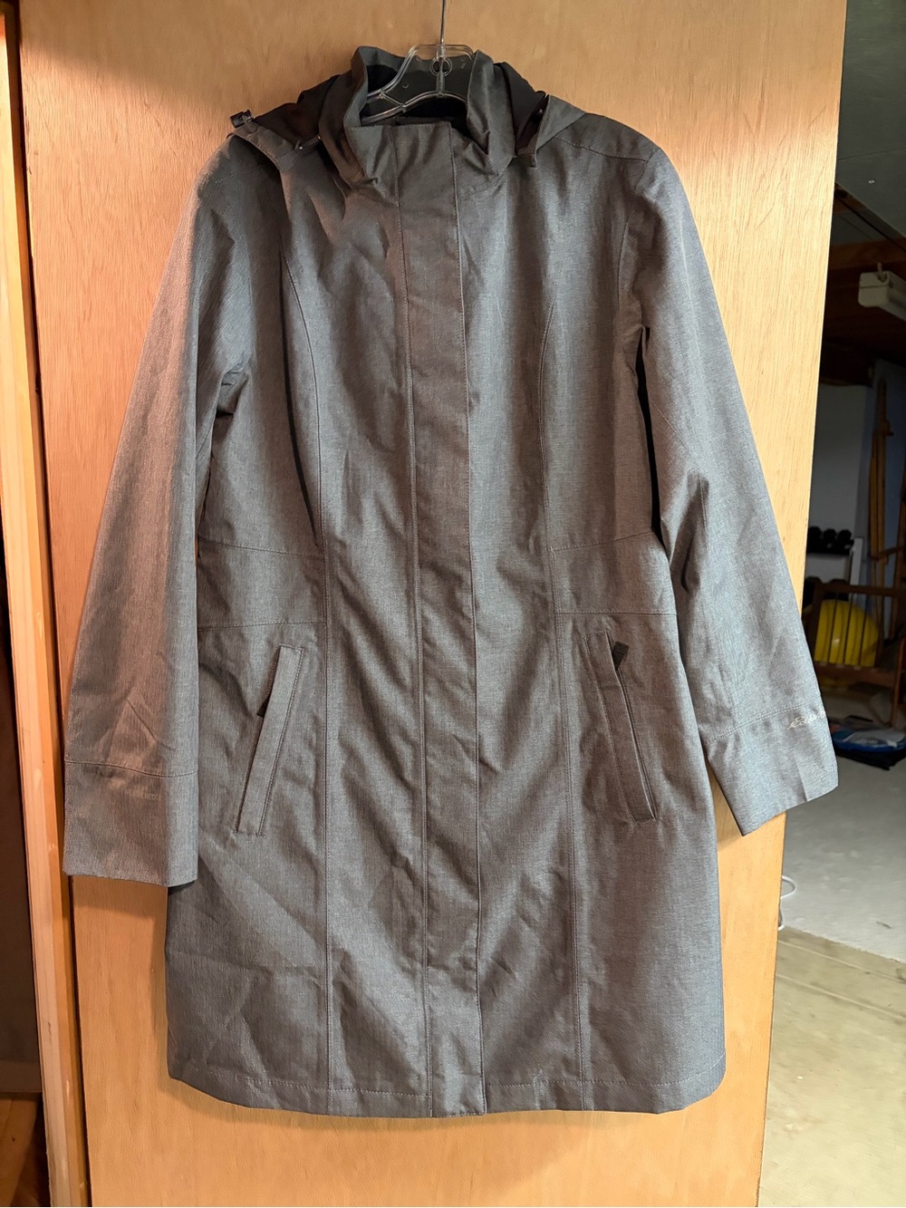 Eddie Bauer Women’s Gray Hooded Mid-Length Coat size large